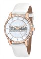 JUST CAVALLI HUGE CRYSTALS WHITE LEATHER STRAP 38mm