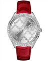 GUESS Crystals Red Leather Strap