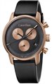 CALVIN KLEIN City Rose Gold Black Leather Chronograph K2G17TC1