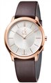 CALVIN KLEIN Minimal Rose Gold Brown Leather Strap