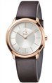 CALVIN KLEIN Minimal Rose Gold Brown Leather Strap