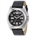 DKNY BLACK LEATHER STRAP SILVER MEN WATCH